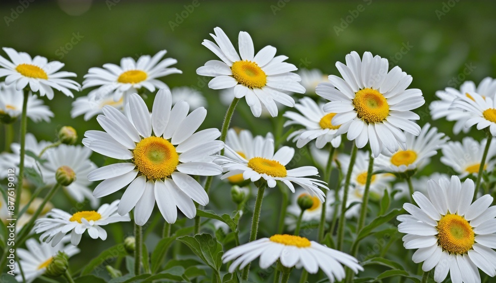 Seamless chamomile pattern on a summer meadow under a blue sky Seamless chamomile pattern on a summer meadow under a blue sky