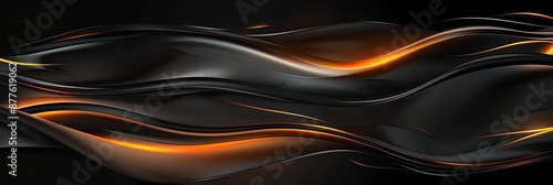Minimalistic black and orange abstract background with clean lines