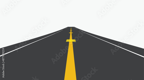 Asphalt road with separation yellow mark flat vector