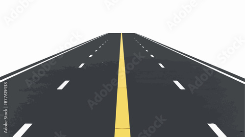 Asphalt road with separation yellow mark flat vector