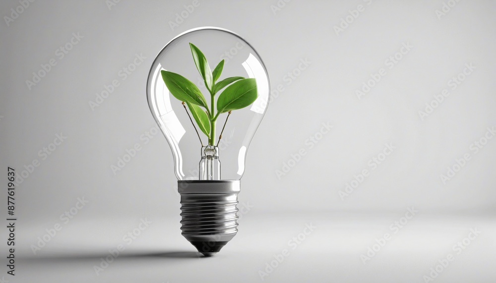 Abstract linear illustration of a sustainable eco-friendly light bulb with a plant Abstract linear illustration of a sustainable eco-friendly light bulb with a plant