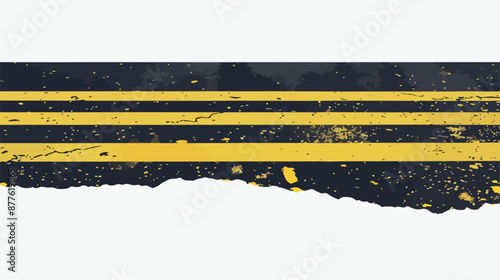 Asphalt road with yellow painted marking in close up