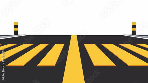 Asphalted road with a yellow black dividing stripes 