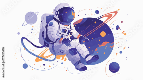 Astronaut in outer space. Spacewalk astronauts fantas