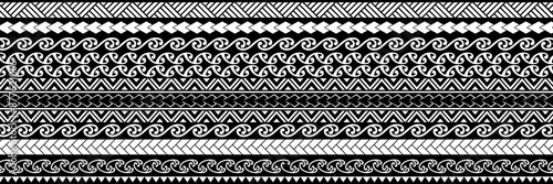 Polynesian Maori pattern design illustration. Straight line pattern. Tattoo and other design backgrounds 마오리 문양 패턴 디자인