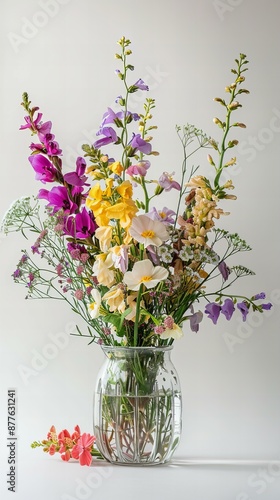 Wallpaper Mural Vase with flowers: Snapdragons, white background. Torontodigital.ca