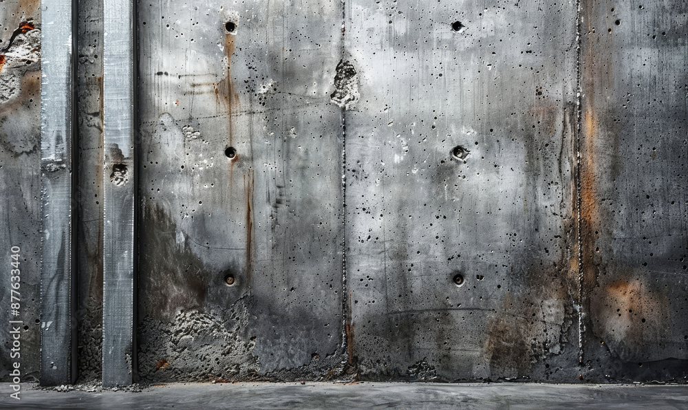 Weathered Concrete Cement Wall with Grunge Stone Texture Surface, Industrial Urban Background, Construction Material Detail, Gray Color, Structural Elements and Weathering Effects Weathered Concrete Cement Wall with Grunge Stone Texture Surface, Industrial Urban Background, Construction Material Detail, Gray Color, Structural Elements and Weathering Effects