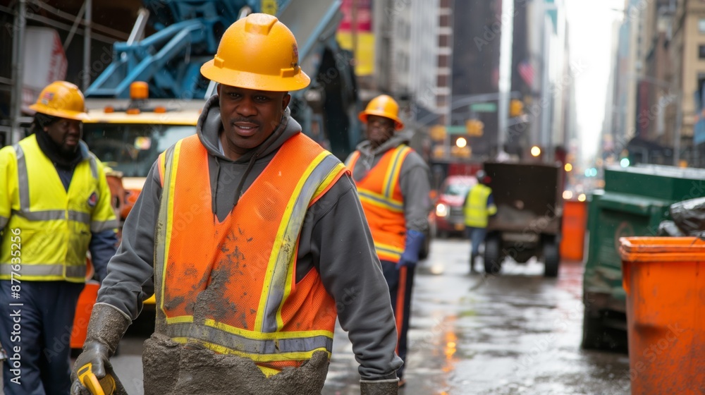 Diverse group of sanitation workers working in New York Diverse group of sanitation workers working in New York