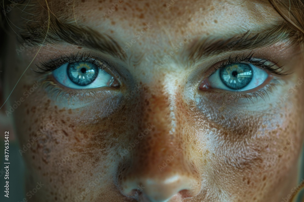Close up of a woman's face with freckles Close up of a woman's face with freckles