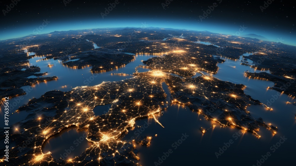 A breathtaking view of Earth from space as the sun rises over the horizon, casting a warm glow on the planet's surface. A breathtaking view of Earth from space as the sun rises over the horizon, casting a warm glow on the planet's surface.