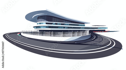 An empty F1 racing track partially covered by buildin