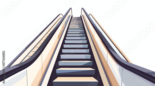 An escalator in white background without commuter fla