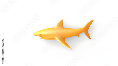 A golden shark swimming on a white background, perfect for summer, beach, and ocean themed designs. 
