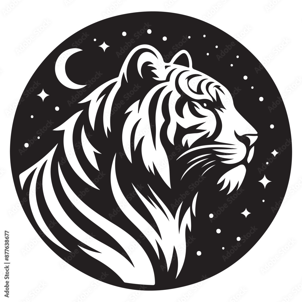 Tiger in natural silhouette vector Tiger in natural silhouette vector