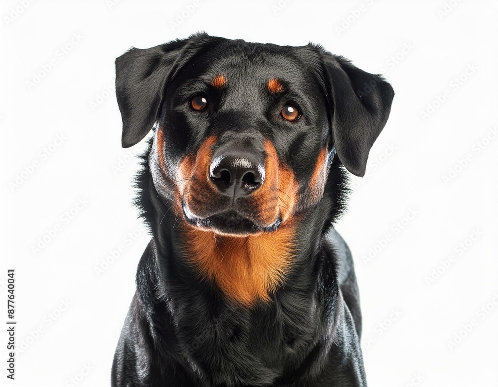Beauceron dog on a white background Beauceron dog on a white background