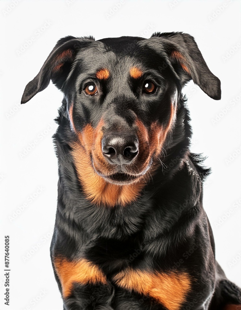 Beauceron dog on a white background Beauceron dog on a white background