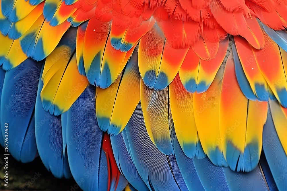 Fototapeta premium A close-up of a colorful macaw's feather arrangement