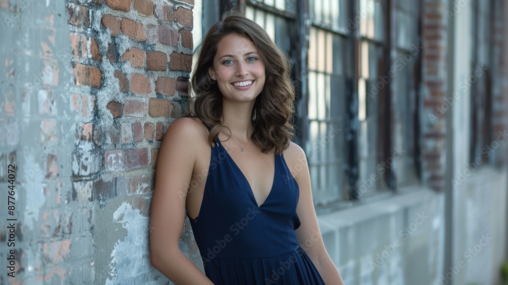 The woman in blue dress