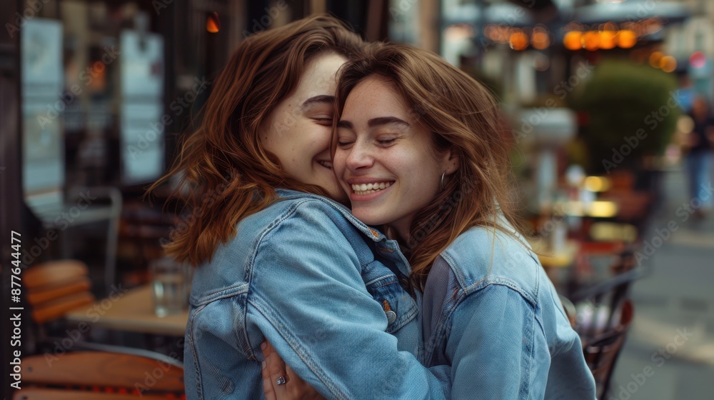 The friends sharing a hug The friends sharing a hug