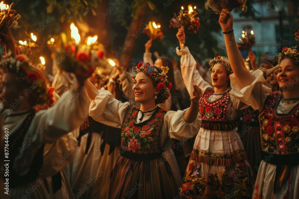Naklejka premium Worldwide festivities slavic ancient rituals and global celebrations uniting cultures