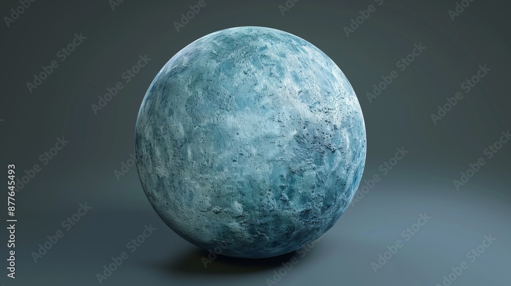 Obraz premium A detailed blue spherical object with unique texture, highlighted against a smooth, dark background, showcasing intricate patterns and gradients of blue shades.