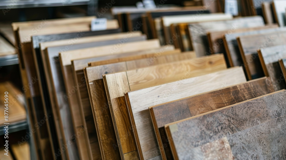 Samples of flooring showcased in a retail store. Samples of flooring showcased in a retail store.