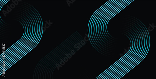 abstract blue wave background. Blue minimal round lines abstract background. Thin line wavy abstract vector background. Curve wave seamless pattern. Line art striped graphic template