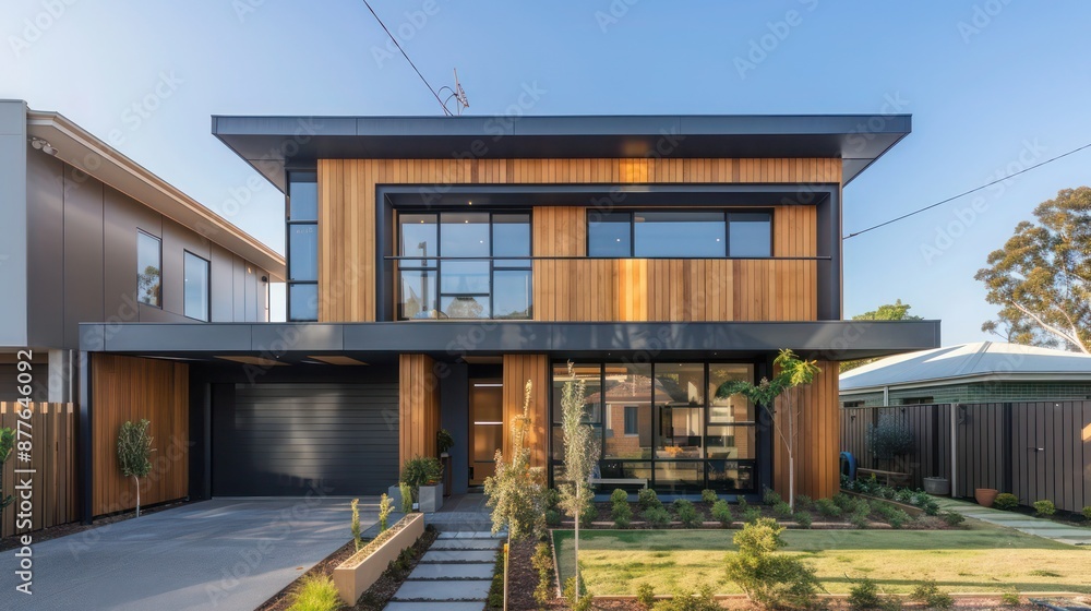 contemporary suburban home with a focus on energy efficiency, featuring a double-skin facade that provides insulation and allows for passive cooling contemporary suburban home with a focus on energy efficiency, featuring a double-skin facade that provides insulation and allows for passive cooling