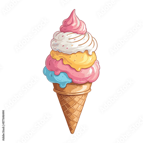 Colorful Cartoon Ice Cream Cone Illustration