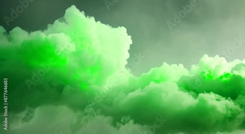 Realistic green gas clouds on transparent background video of toxic fog evil magic mist poisonous evaporation color powder stinky odor waves mysterious Halloween glow dirty fume Magic spell 4k animati photo