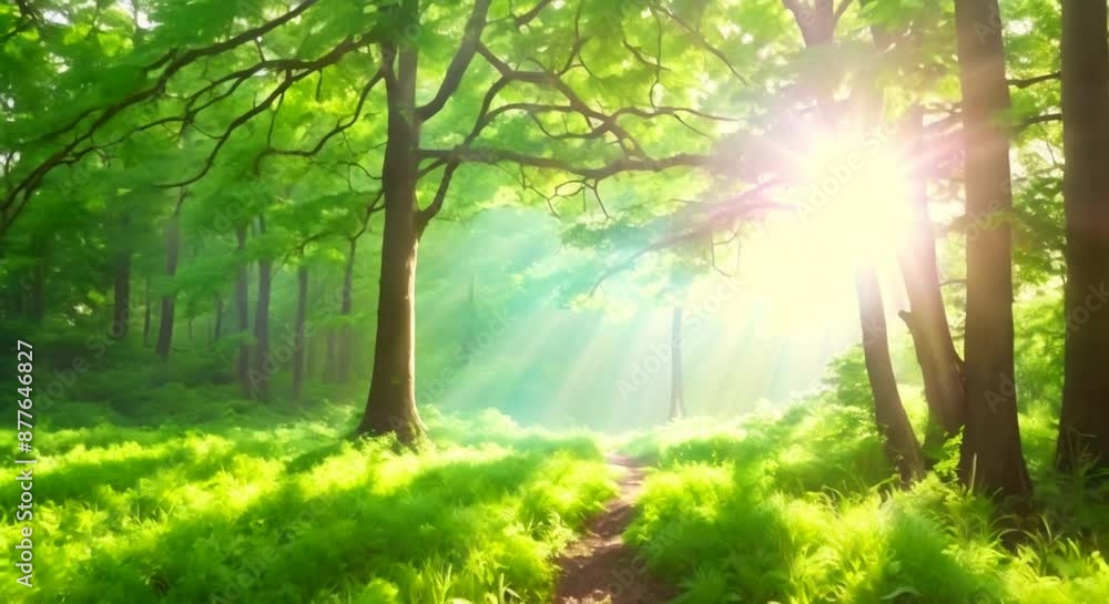 Sun rays moving trough beautiful green spring forest Beautiful summer morning in the forest Sun rays break through the foliage of magnificent green tree Magical summer forest Magical landscape Gol 4k Sun rays moving trough beautiful green spring forest Beautiful summer morning in the forest Sun rays break through the foliage of magnificent green tree Magical summer forest Magical landscape Gol 4k