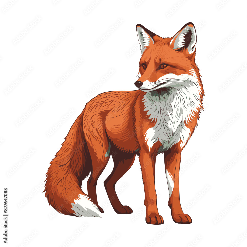 Obraz premium Hand Drawn Fox Digital Illustration