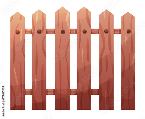 Wooden fence for farm isolated on transparent background