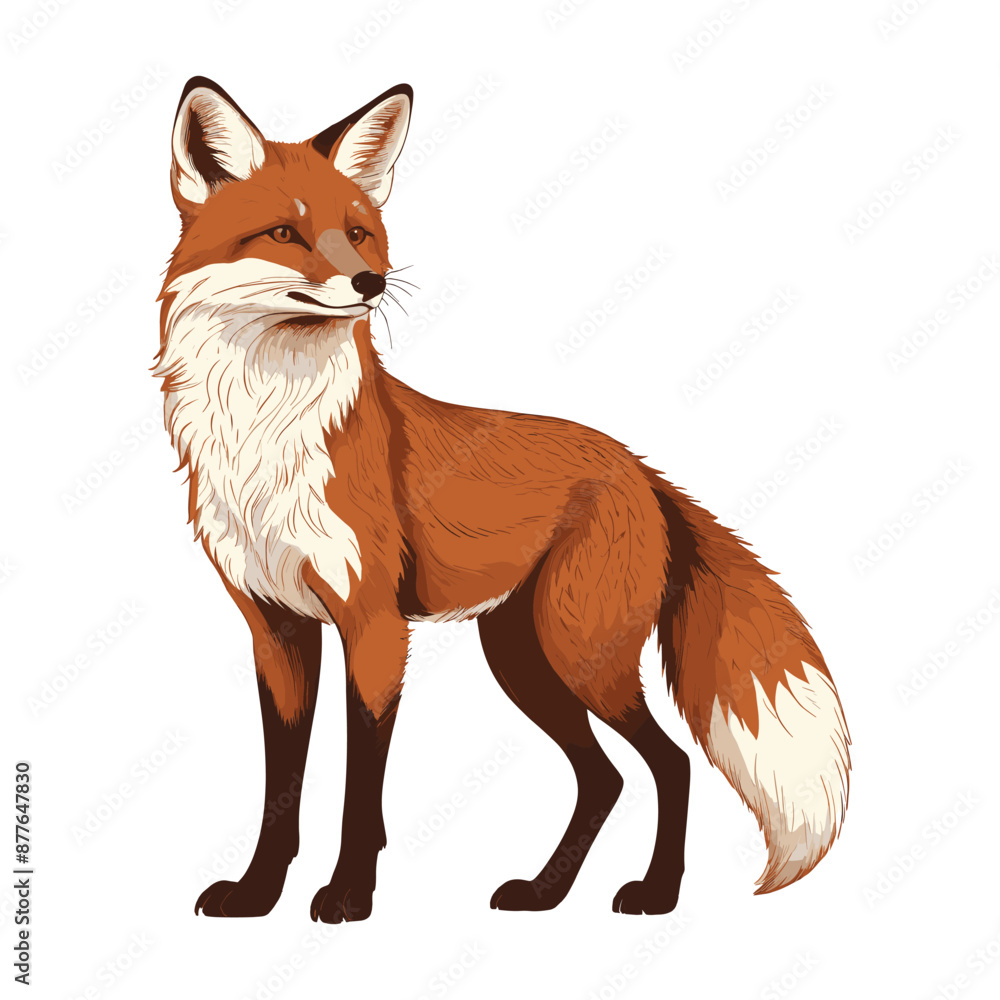 Obraz premium Stylish Fox Standing Vector Illustration
