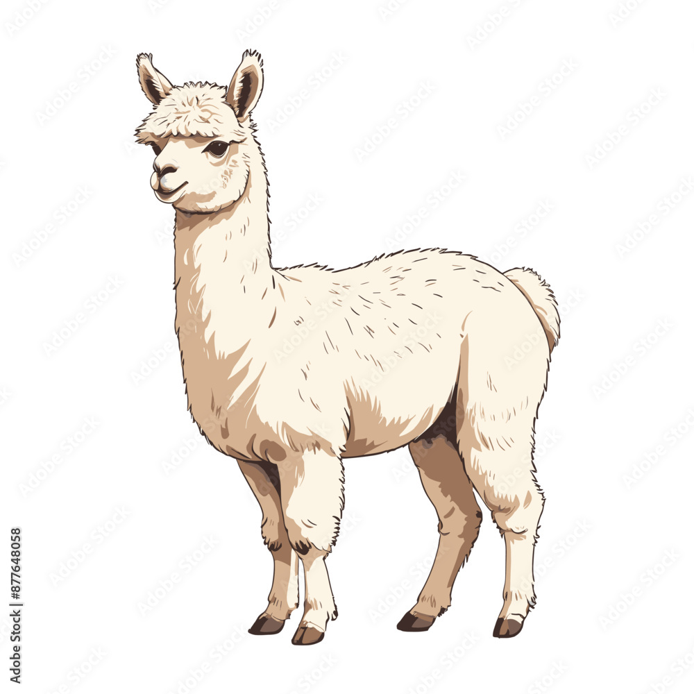Alpaca Illustration with Fluffy Coat Alpaca Illustration with Fluffy Coat