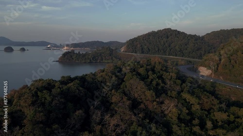 Wallpaper Mural Tropical island with rainforest, ocean at sunrise. Stunning aerial view drone Torontodigital.ca