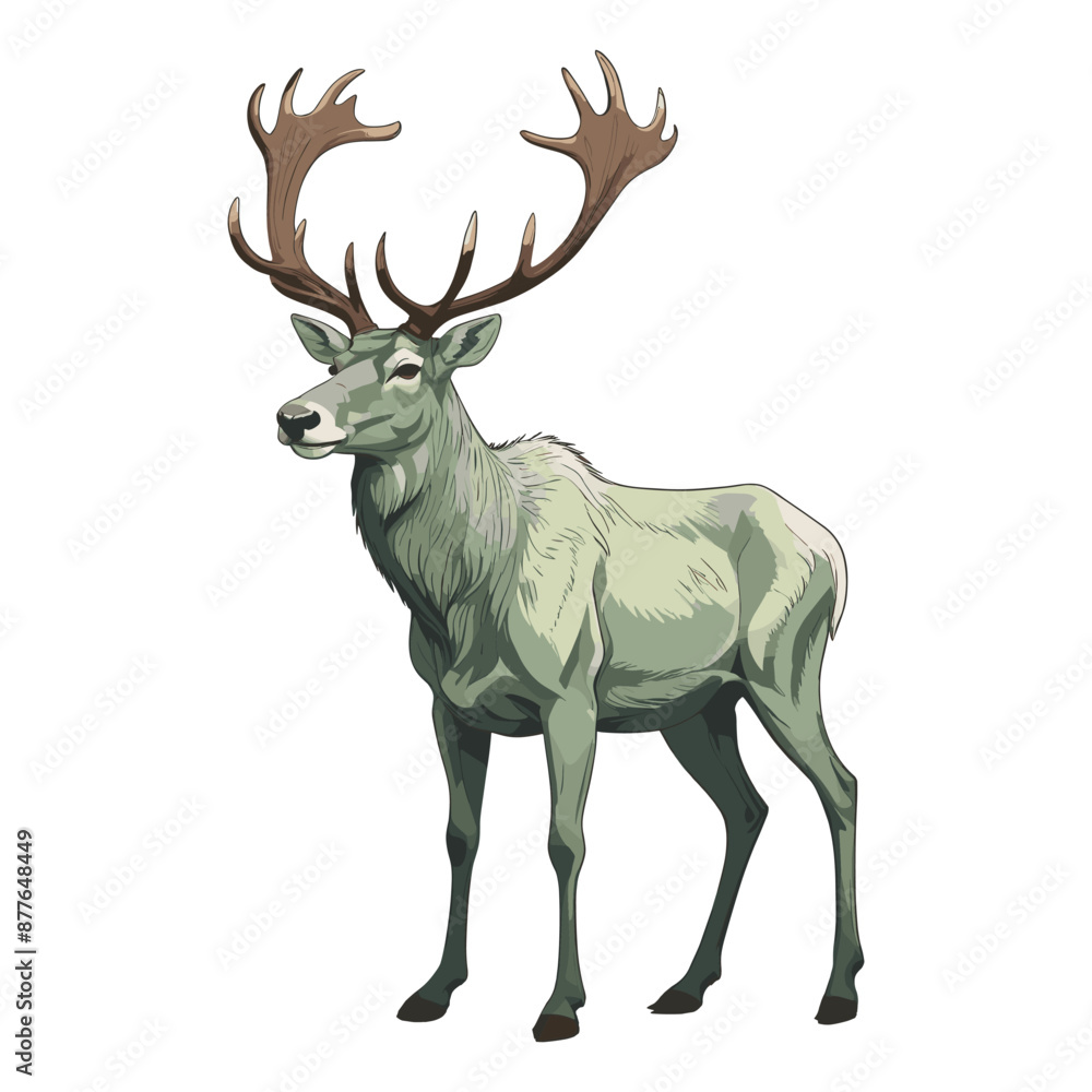 Hand Drawn Caribou with Branching Antlers Hand Drawn Caribou with Branching Antlers