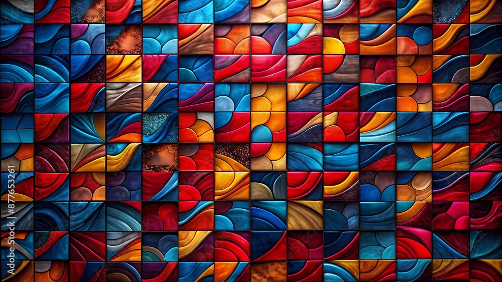 Naklejka premium Colorful Abstract Mosaic with Flowing Shapes Background
