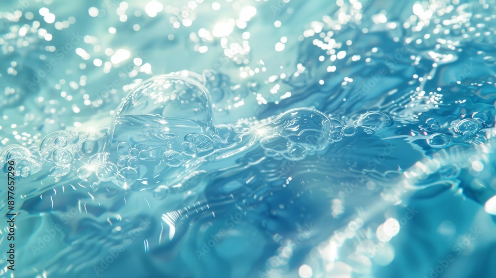 An artistic close-up of the water surface featuring bubbles and sparkling light reflections, capturing the fluidity and beauty of the liquid environment. An artistic close-up of the water surface featuring bubbles and sparkling light reflections, capturing the fluidity and beauty of the liquid environment.