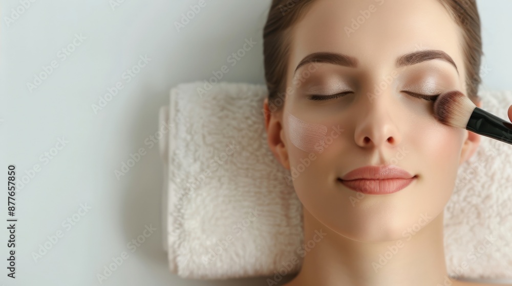 A woman is getting a facial treatment. The woman is smiling and she is relaxed. The facial treatment is being performed by a woman who is touching the woman's face A woman is getting a facial treatment. The woman is smiling and she is relaxed. The facial treatment is being performed by a woman who is touching the woman's face
