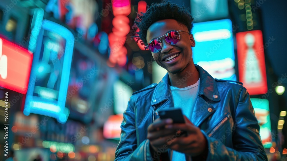 Obraz premium The man in city lights