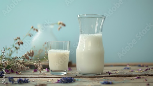 The glass and jug of milk photo