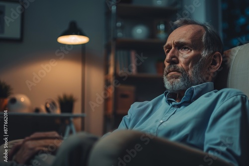 sad man in a psychologists office Generative AI