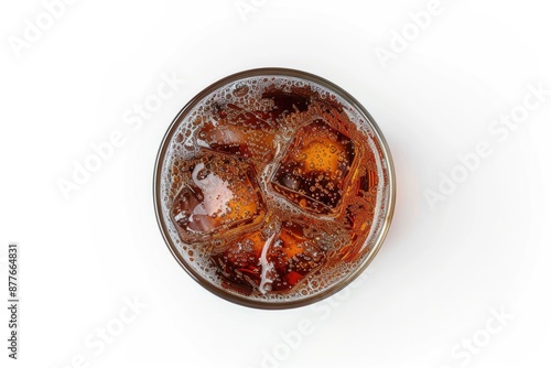 A close-up view of a glass filled with soda