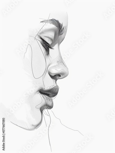 A one-stroke minimalist line drawing of a serene face