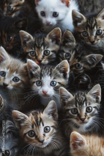 group of kittens of different colors Generative AI