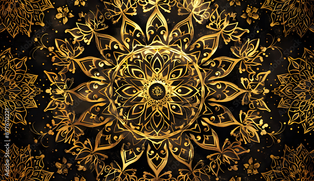 Luxurious Gold Mandala Designs on a Dark Navy Background design Luxurious Gold Mandala Designs on a Dark Navy Background design