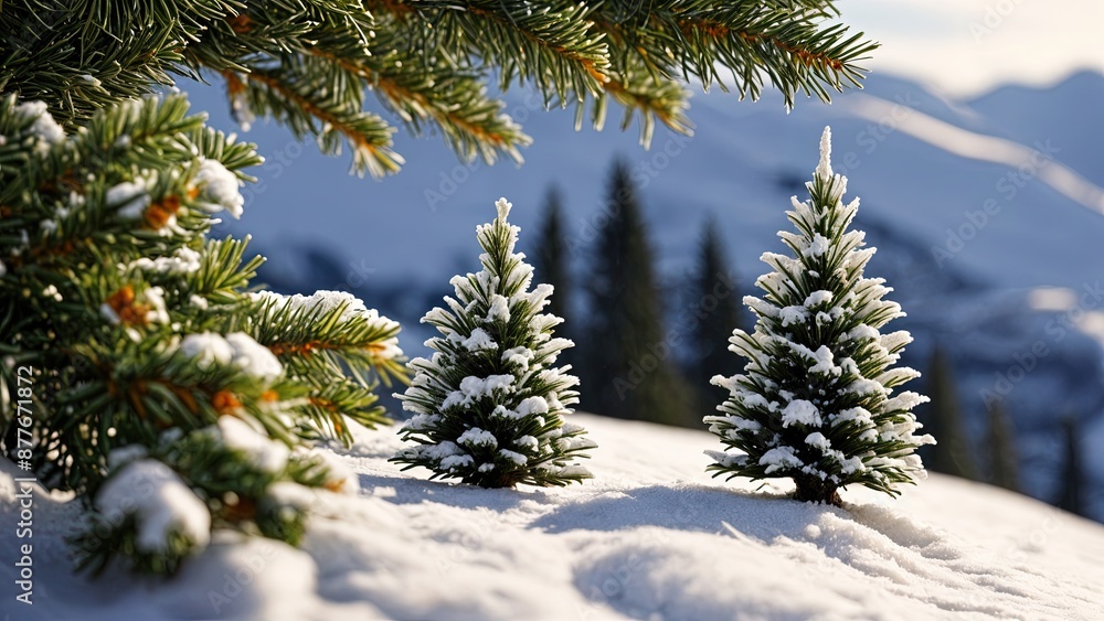 A Winter Scene With Snow and Christmas Trees - Landscape A Winter Scene With Snow and Christmas Trees - Landscape