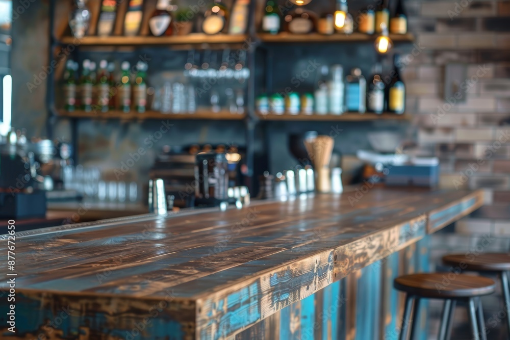 Luxurious bar counter at upscale coffee shop with selective focus for an elegant ambiance Luxurious bar counter at upscale coffee shop with selective focus for an elegant ambiance