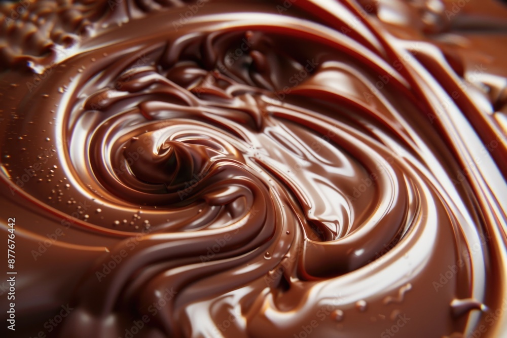 A close-up shot of a delicious-looking chocolate swirl on a plate, ideal for food and dessert-related uses A close-up shot of a delicious-looking chocolate swirl on a plate, ideal for food and dessert-related uses